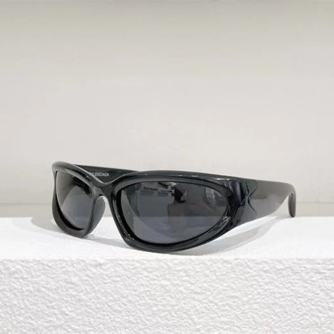 Cyber Goth Chrome Wraparound Shield Sunglasses