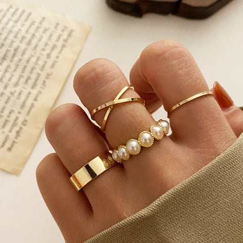 Goth Silver Chain Hand Harness Ring Set