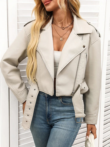 Goth Cropped Moto Coat in Obsidian Black