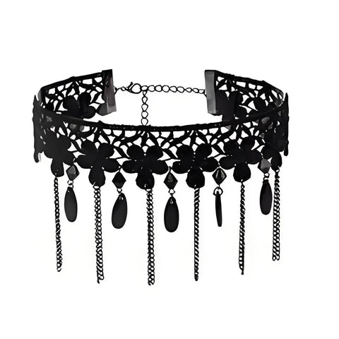 Victorian Goth Mourning Cascade Choker Necklace