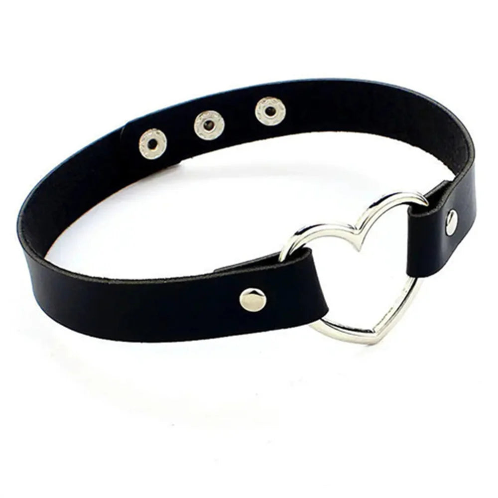 Goth Leather Collar Choker Necklace Collection
