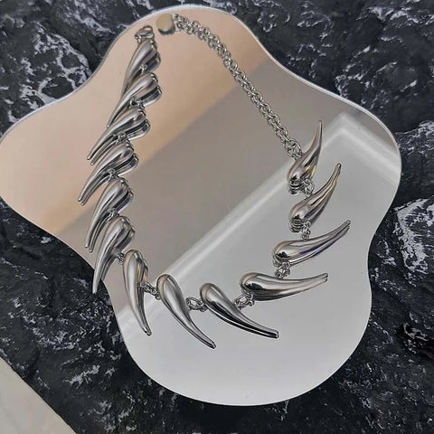 Cyber Goth Fang Claw Statement Necklace