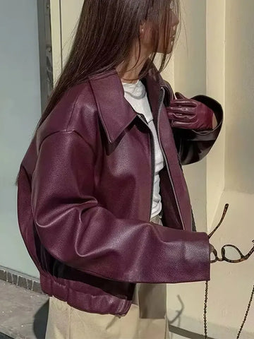 Nu Goth Bloodwine Cropped Moto Top