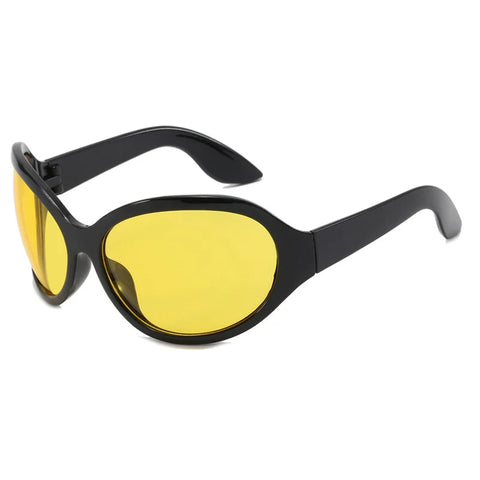 Cyber Goth Wraparound Oval Shield Sunglasses