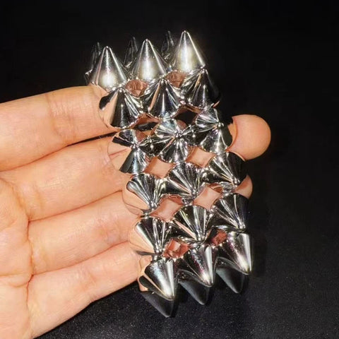 Cyber Goth Triple Spike Stretch Bracelet — Chrome Riot