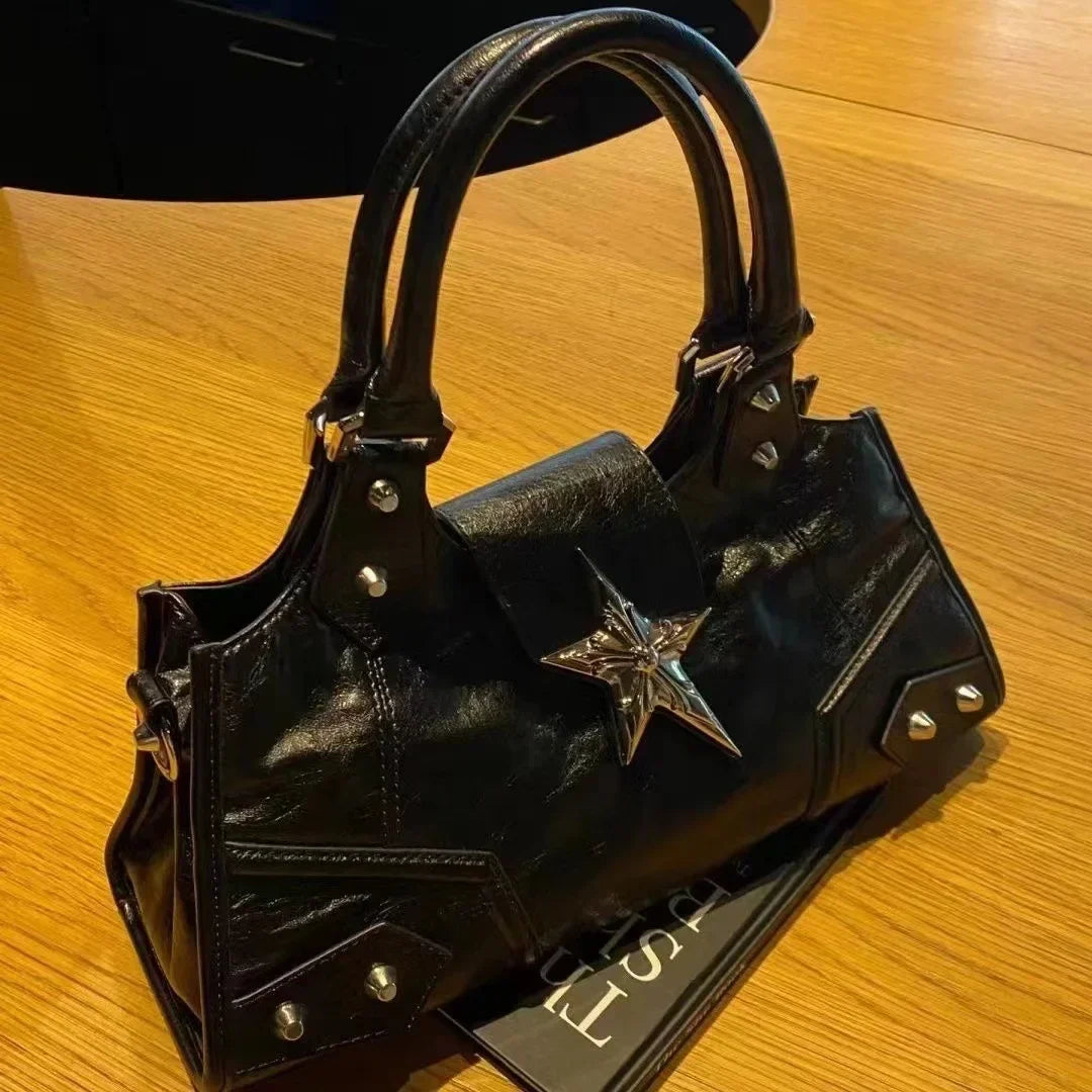 Goth Silver Star Moto Structured Bag