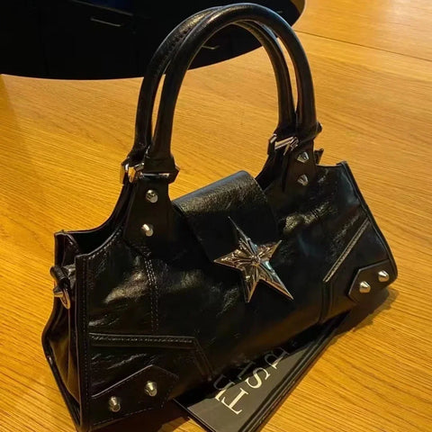 Goth Silver Star Moto Structured Bag