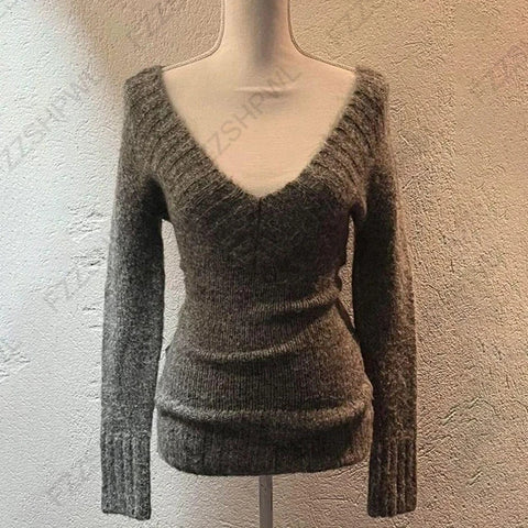 Goth Off-Shoulder Ribbed Knit Sweater in Midnight Black