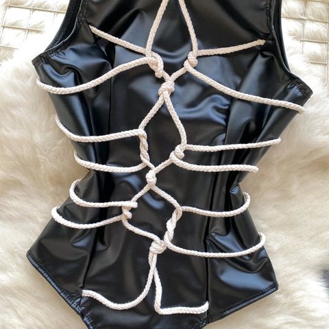 Goth Bound in Contrast Rope Bodysuit