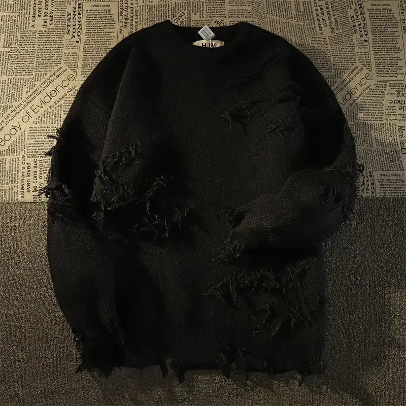 Goth Collapsed Ruins Distressed Knit Sweater