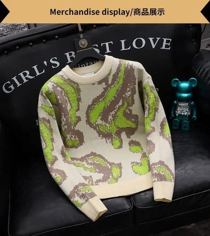 Cyber Goth Acid Static Jacquard Knit Sweater