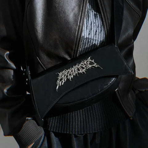 Goth Thorn Clutch Bag in Blackened Vegan Leather