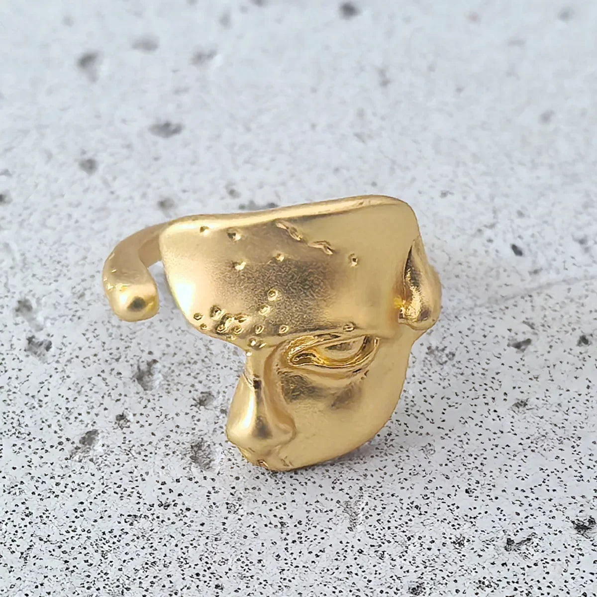 Goth Ancient Face Half-Portrait Sculptural Ring