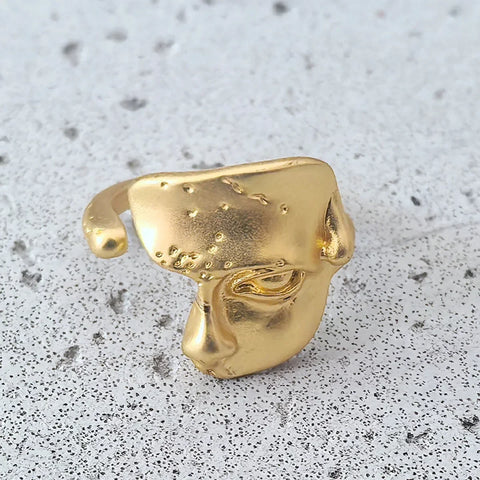 Goth Ancient Face Half-Portrait Sculptural Ring