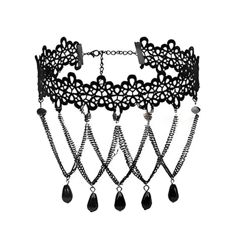 Victorian Goth Mourning Cascade Choker Necklace