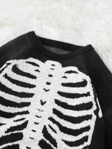 Goth Skeleton Rib Cage Knit Sweater