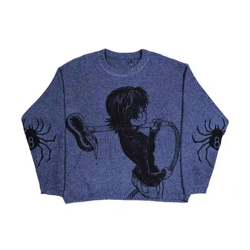 Nu Goth Manga Soul Jacquard Knit Sweater