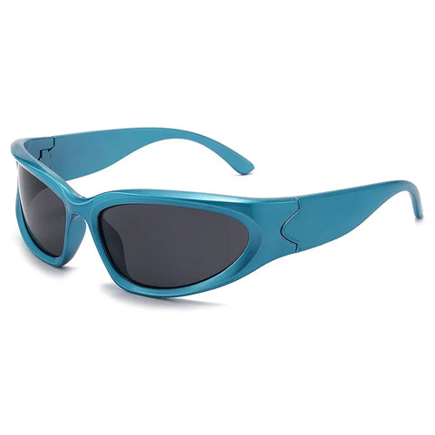 Cyber Goth Chrome Wraparound Shield Sunglasses