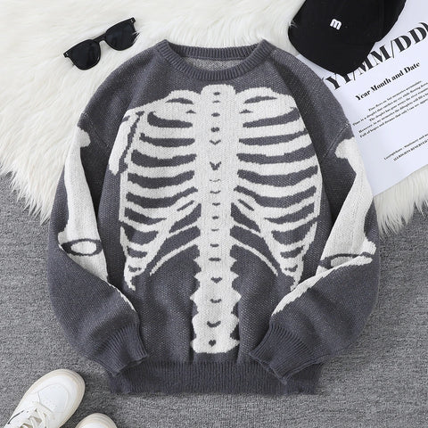 Goth Skeleton Rib Cage Knit Sweater