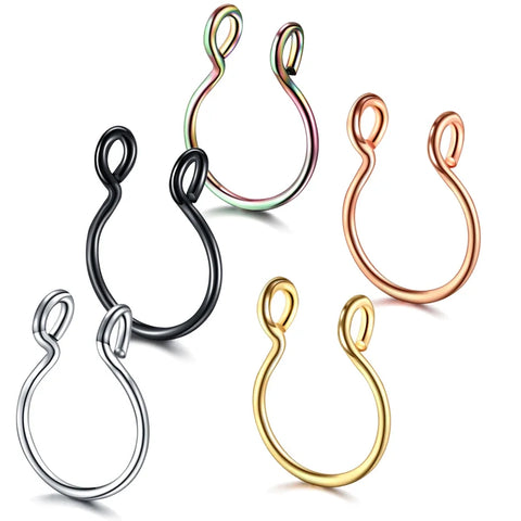 Goth No-Piercing Fang Loop Nose Ring Set