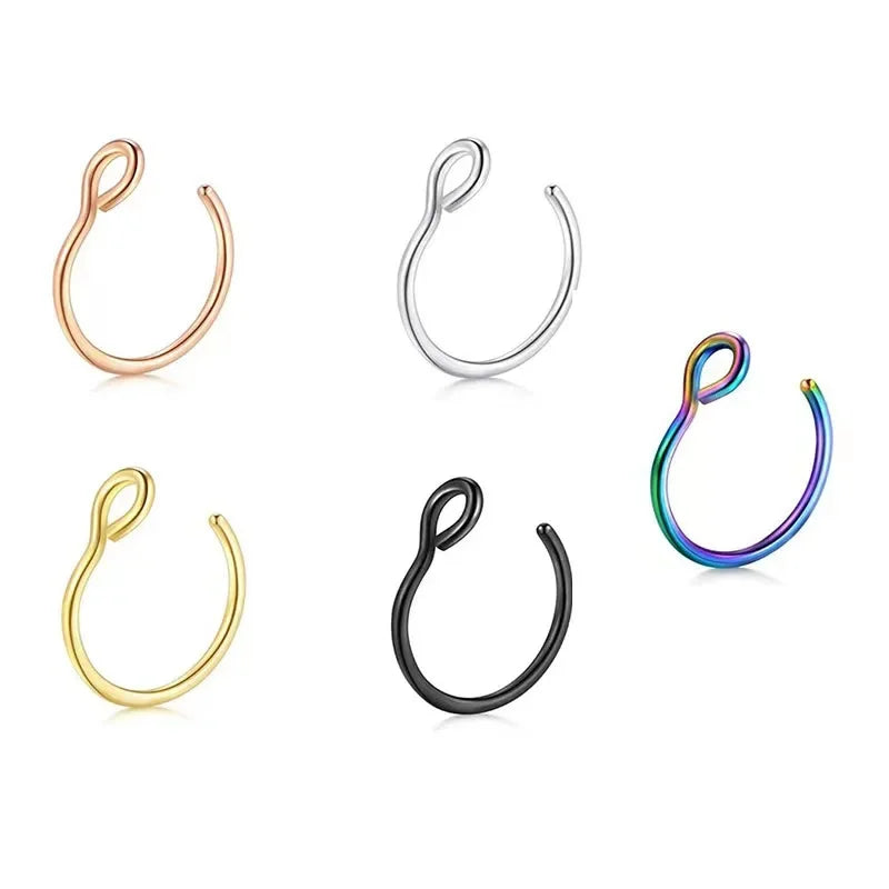 Goth No-Piercing Fang Loop Nose Ring Set