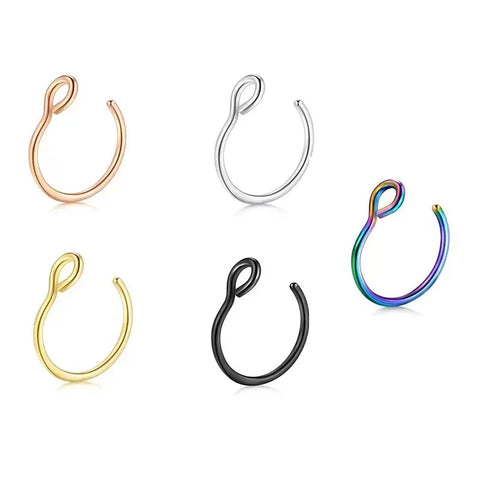 Goth No-Piercing Fang Loop Nose Ring Set
