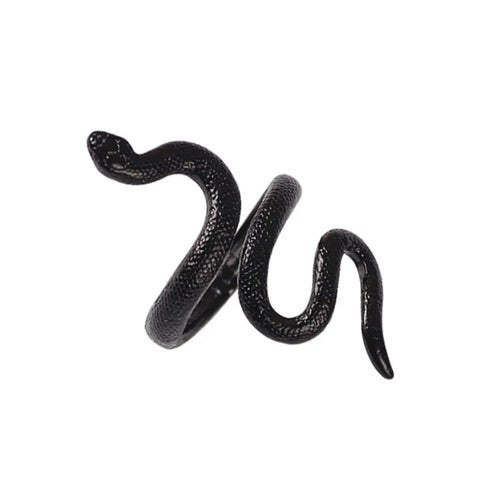 Goth Matte Black Serpent Wrap Ring
