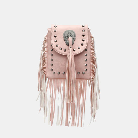 Goth Fringe & Rivet Chain Crossbody Bag