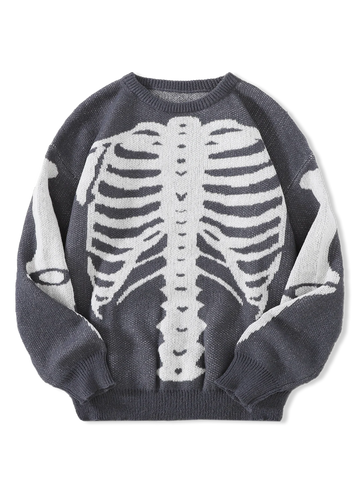Goth Skeleton Rib Cage Knit Sweater