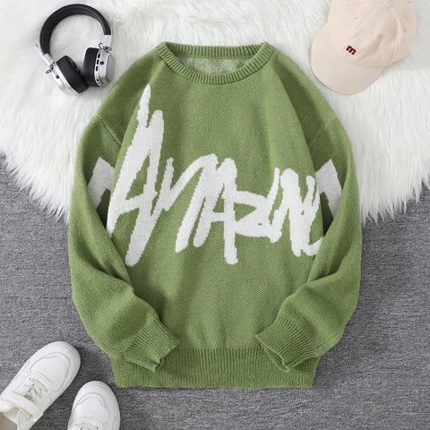 Nu Goth Graffiti Script Knit Sweater