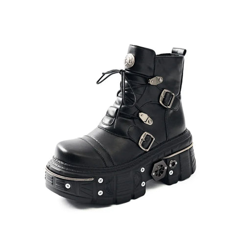 Cyber Goth Rivet Sovereign Platform Boot