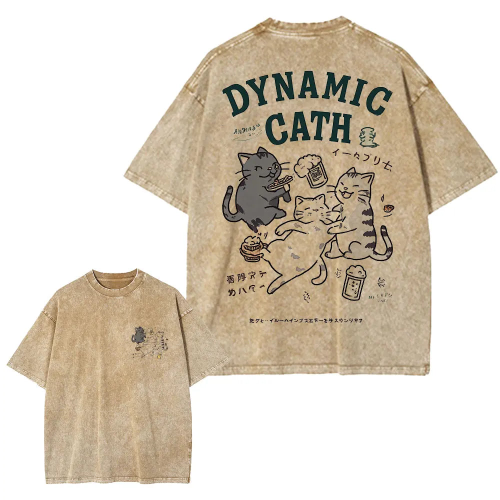 Alt T-shirt with cat cartoon graphic