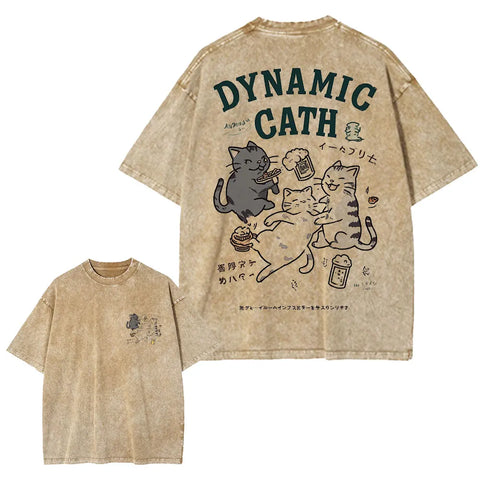 Alt T-shirt with cat cartoon graphic