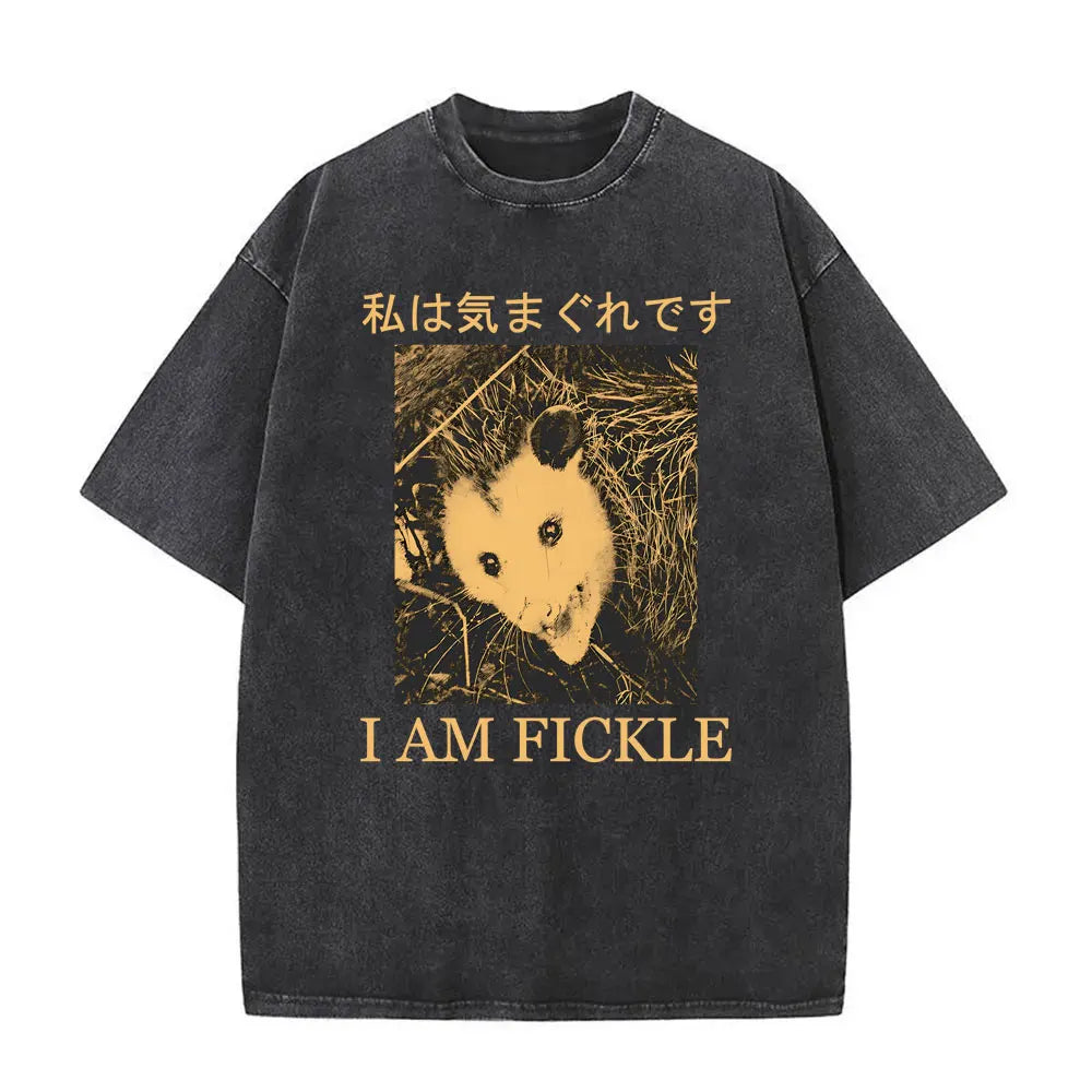 Alt T-shirt with black funny pigeon graphic
