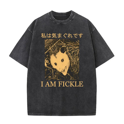 Alt T-shirt with black funny pigeon graphic