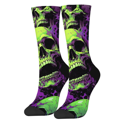 Cyber Goth Toxic Skull Crew Sock