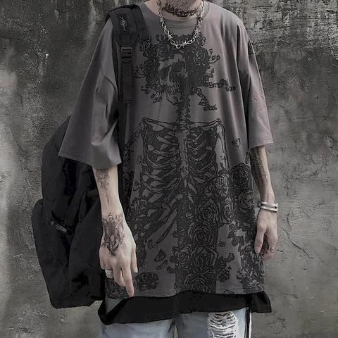 Goth Bone Garden Oversized T-Shirt