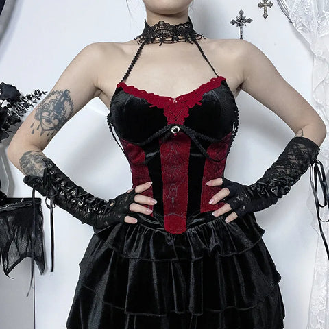 Victorian Goth Crimson Requiem Corset Top