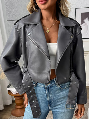 Goth Cropped Moto Coat in Obsidian Black
