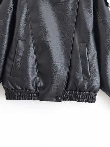 Nu Goth Oversized Moto Coat in Structured Faux Leather