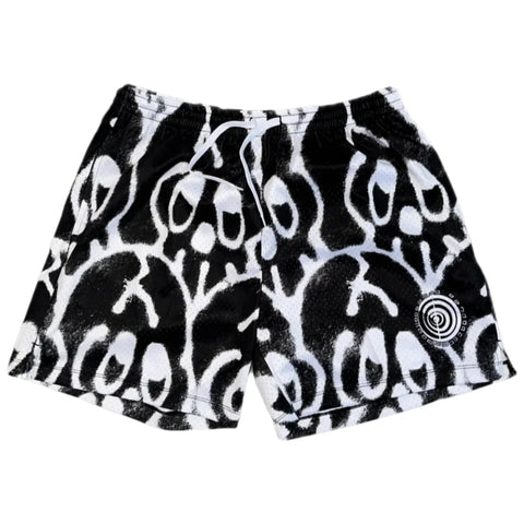 Cyber Goth Skull Bleed Mesh Shorts