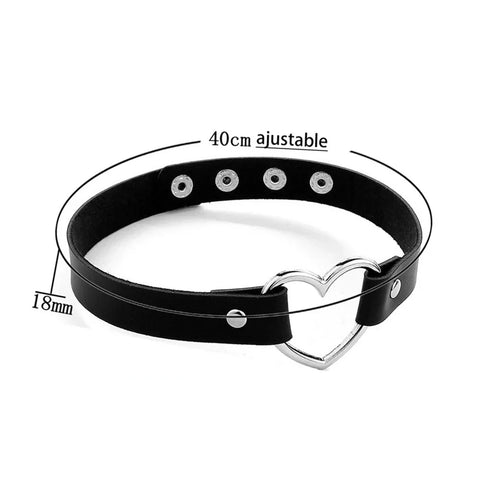 Goth Dark Heart Choker Necklace Set