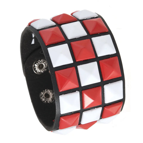 Cyber Goth Pixel Pyramid Stud Cuff Bracelet