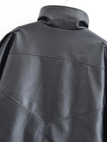 Nu Goth Oversized Moto Coat in Structured Faux Leather