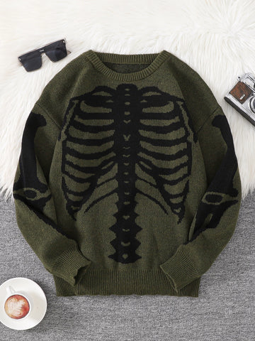 Goth Skeleton Rib Cage Knit Sweater