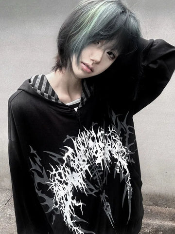 Goth Void Script Zip-Up Tshirt