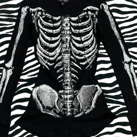 Goth Skeleton Anatomy Long Sleeve Bodysuit Suit