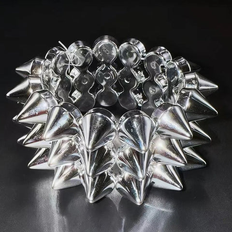 Cyber Goth Triple Spike Stretch Bracelet — Chrome Riot