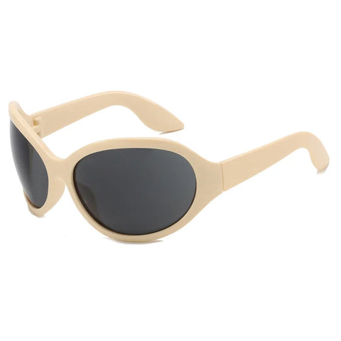 Cyber Goth Wraparound Oval Shield Sunglasses