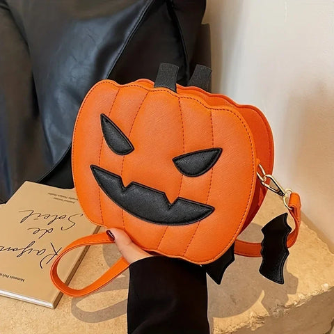 Goth Jack-o'-Lantern Crossbody Pump Bag in Black & Orange